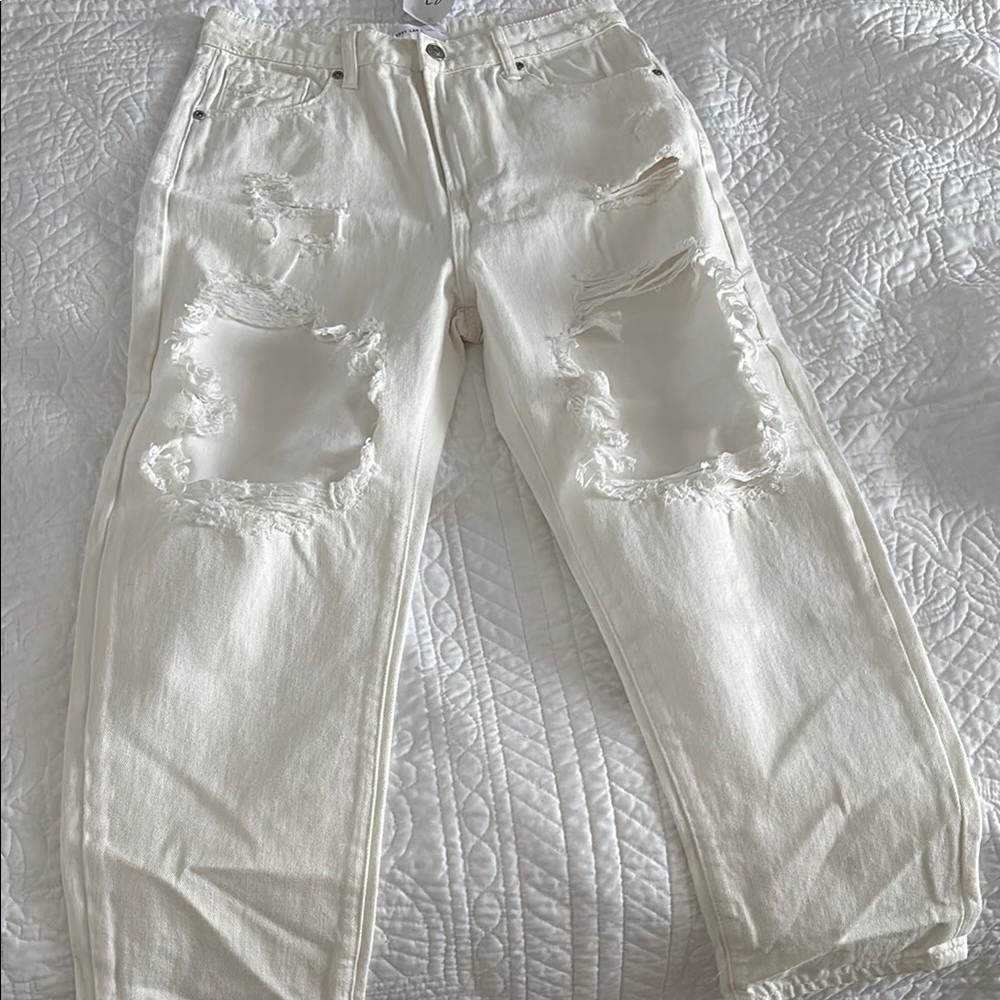 Women's Distressed White Jeans